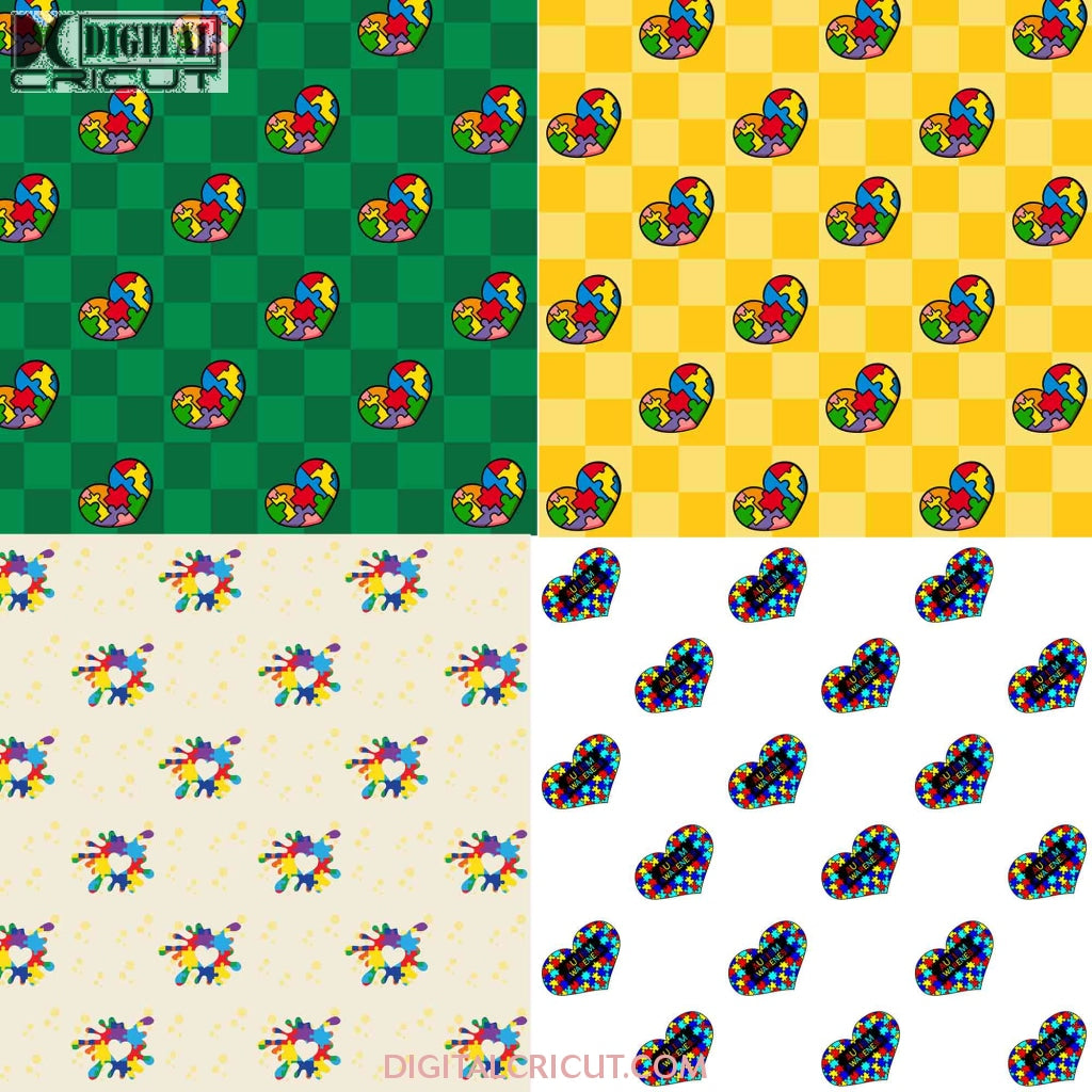 Asd Pattern Autism Awareness Seamless Pattern, Digital Papers, Scrapbook Papers, P ...