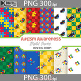 Autism Awareness Seamless Pattern Digital Papers Scrapbook Paper Background Wallpaper 12*12Inches