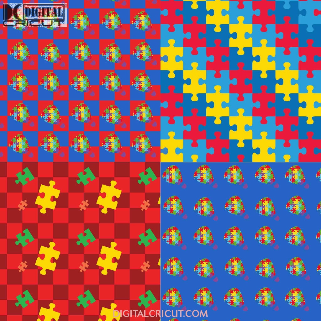 Asd Pattern Autism Awareness Seamless Pattern, Digital Papers, Scrapbook Papers, P ...