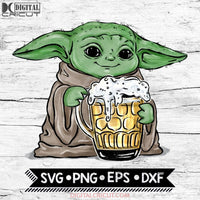 Baby Yoda with beer SVG PNG DXF EPS Download Files