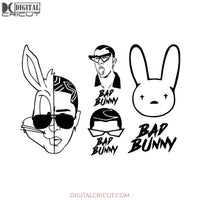 Bad Bunny Svg, Bad Bunny Silhouette Cut Files, Bad Bunny Monogram, Bad Bunny Shirt, Bad Bunny Clipart, Cricut File, Rapper Svg, Png, Eps, Dxf