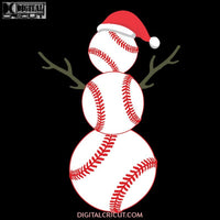 Baseball Christmas Svg, Christmas Svg, Cricut File, Clipart, Snowman Svg, Snow Svg, Hat Santa Svg