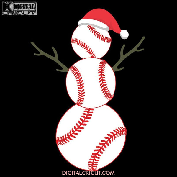 Baseball Christmas Svg, Christmas Svg, Cricut File, Clipart, Snowman Svg, Snow Svg, Hat Santa Svg
