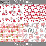 Be My Valentine Hearts Digital Papers Scrapbook Pattern Paper Background Wallpaper 12*12Inches