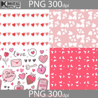 Be My Valentine Hearts Digital Papers Scrapbook Pattern Paper Background Wallpaper 12*12Inches