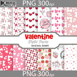 Be My Valentine Hearts Digital Papers Scrapbook Pattern Paper Background Wallpaper 12*12Inches