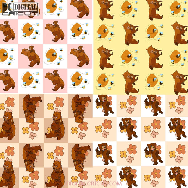 Funny Bear Seamless pattern, Digital Papers, Scrapbook Papers, Pattern ...