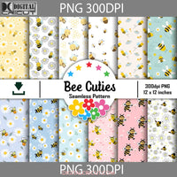 Bee Cuties Seamless Pattern Digital Papers Scrapbook Paper Background Wallpaper 12*12Inches -300Dpi