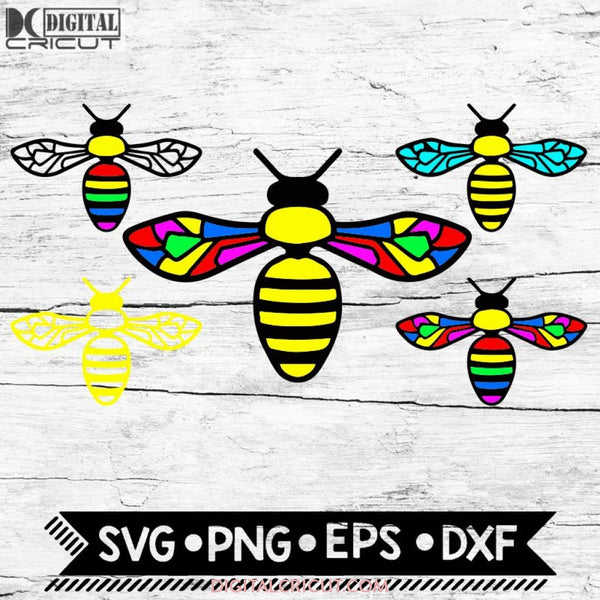 Bee Svg Bundle Rainbow Cut File Bee Mosaic Manchester Pride Keyworker Dxf Eps And Png Clip Art