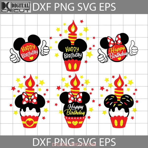 Birthday Bundle Svg Minnie & Mickey Cupcakes Svg Cartoon Cricut File Clipart Png Eps Dxf