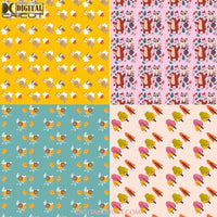 Boho Cute Dinosaurs Rainbow Seamless Pattern Digital Papers Scrapbook Pattern Paper Background