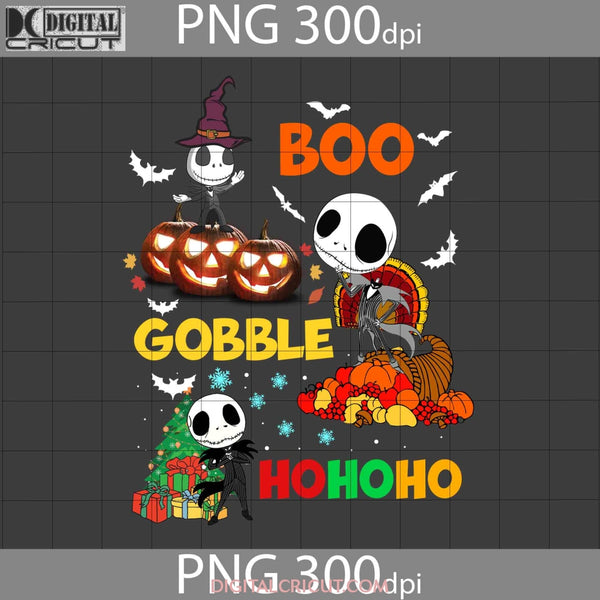 Boo Gobble Hohoho Png Halloween Thanksgiving Christmas Images Digital 300Dpi