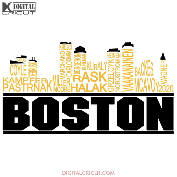 Boston Hockey Team Skyline Names Svg Sport Dxf Eps Png