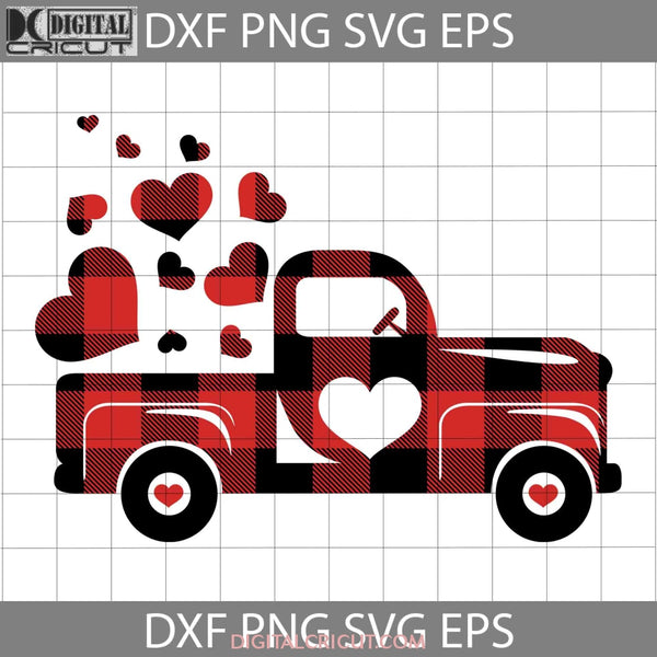 Buffalo Plaid Truck Svg With Hearts Valentines Day Svg Cricut File Clipart Png Eps Dxf