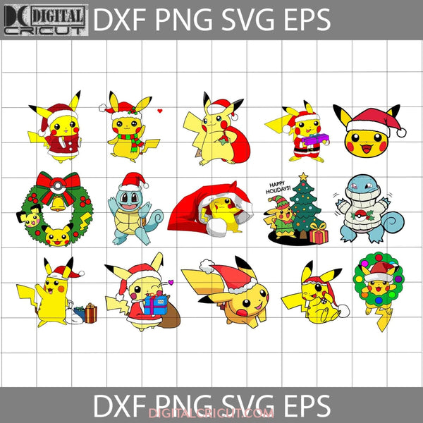 Pikachu Svg Pokemon Bundle Cartoon Christmas Gift Cricut File Clipart Png Eps Dxf