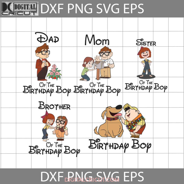 Bundle Family Birthday Boy Svg Carl Fredricksen Ellie Russell Up Cartoon Cricut File Clipart Png Eps