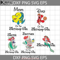 Bundle Family Birthday Girl Svg The Little Mermaid Ariel Flounder Sebastian Cartoon Cricut File