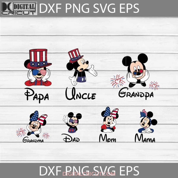 Bundle Family Minnie And Mickey Svg 4Th Of July Independence Day Cricut File Clipart Png Eps Dxf