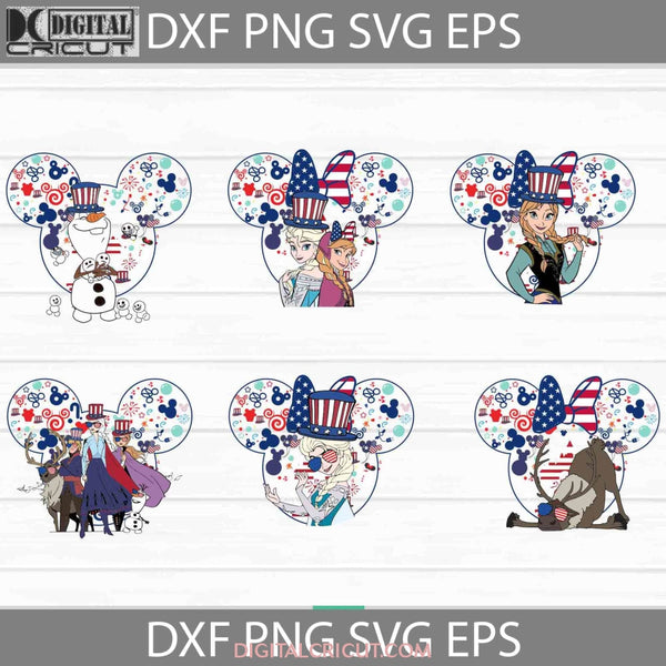 Bundle Frozen 4Th Of July Svg Elsa Anna Olaf Mickey Mouse Ears Independence Day Cricut File Clipart