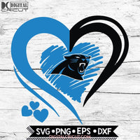 Carolina Panthers Love Svg, Heart Carolina Panthers Svg, NFL Svg, Football Svg, Cricut File, Svg