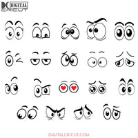 Cartoon Eyes Svg, Cartoon Eyes Cute, Comics Eyes Svg, Cricut File, Clipart, Silhouette Cameo, Bundle, Svg, Png, Eps, Dxf