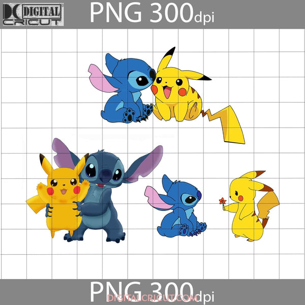 Stitch And Pikachu Png Cartoon Bundle Images 300Dpi
