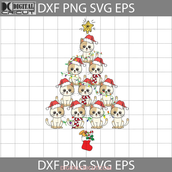 Cat Christmas Tree Svg Lights Svg Gift Cricut Clipart Png Eps Dxf