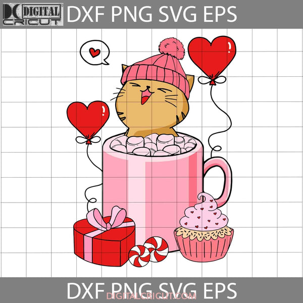 Cat In A Cup Valentines Day Svg Lover Cricut File Clipart Png Eps Dxf