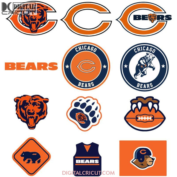 Chicago Bears Nfl Silhouette Football Logo Bundle Svg Dxf Eps Png Instant Download2