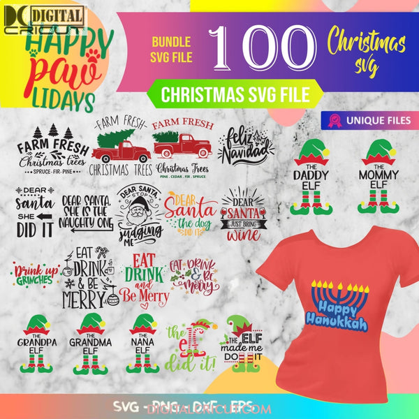 Christmas Bundle Svg, Bundle, Clipart, Cut Files, Vector, Cricut, Glowforge, Disney Svg, Santa, Tree holiday, Xmas Kids 3