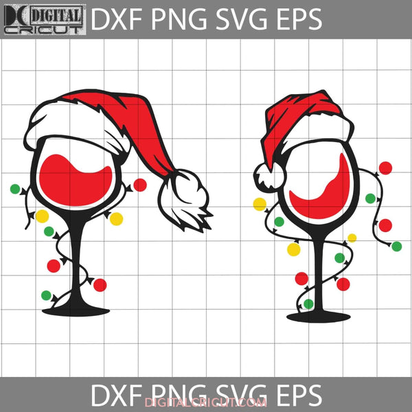 Christmas Lights Santa Wine Glass Svg Cricut File Clipart Png Eps Dxf