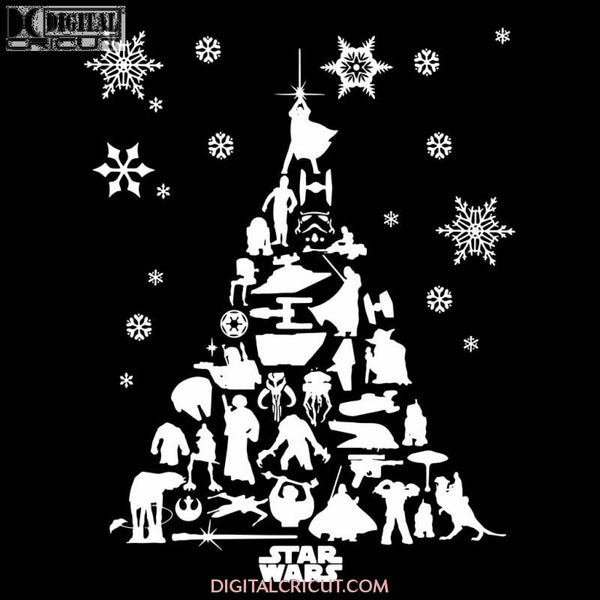 Star Wars Christmas Tree Disney Movie StarWars Logo Xmas Holiday Vector Clipart, Cricut File, Christmas Svg, Star Wars Svg, Christmas Tree Svg 2