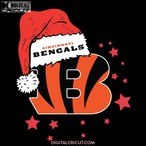 Cincinnati Bengals Hat Santa Svg, Cricut File, Clipart, Football Svg, NFL Svg, Sport Svg, Christmas Svg, Png, Eps, Dxf