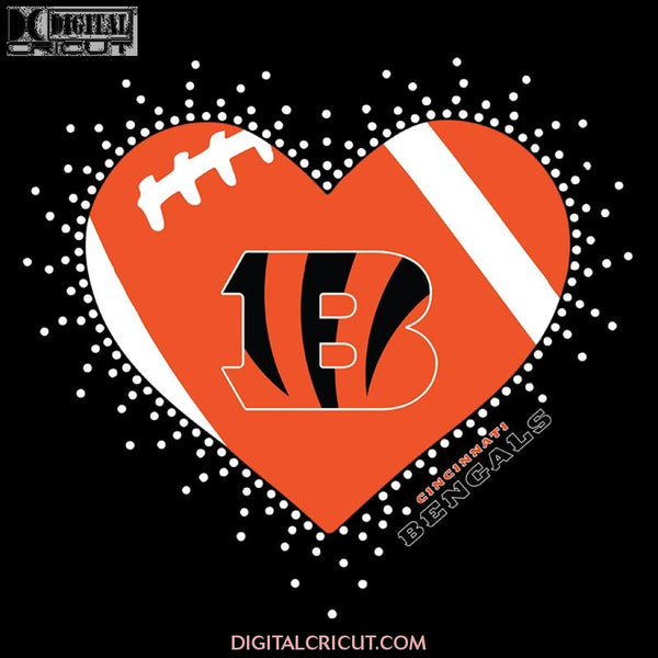 Cincinnati Bengals Heart Svg, Cricut File, Clipart, Football Svg, NFL Svg, Sport Svg, Love Football Svg, Png, Eps, Dxf