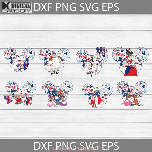 Cinderella Svg Mickey Mouse Ears Bundle 4Th Of July Independence Day America Cricut File Clipart Png