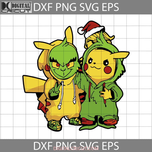 Grinch And Pikachu Costume Svg Halloween Gift Funny Cuties Horror Cricut File Clipart Png Eps Dxf