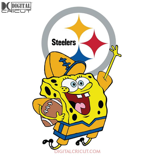 SpongeBob Pittsburgh Steelers Svg, NFL Svg, Sport Svg, Football Svg, Cricut File, Clipart, Love Football Svg, Cartoon Svg, Png, Eps, Dxf