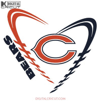 Chicago Bears Svg, Cricut File, Clipart, NFL Svg, Football Svg, Sport Svg, Love Football Svg, Heart Football Svg, Png, Eps, Dxf