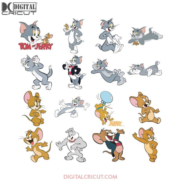 Tom and Jerry Svg, Bundle, Tom Svg, Jerry Svg, Tom and Jerry Funny Svg, Cricut File, Clipart, Cartoon Svg, Cartoon Funny Svg, Printable, Tom and Jerry, Svg, Png, Eps, Dxf