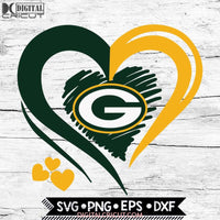 Green Bay Packers Love Svg, Heart Green Bay Packers Svg, NFL Svg, Football Svg, Cricut File, Svg