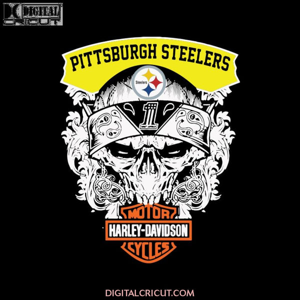 Top Motor Harley Davidson Cycles Pittsburgh Steelers PNG, Steelers PNG, NFL PNG, Printable PNG 300 DPI, Football PNG, Sport PNG, Skull PNG