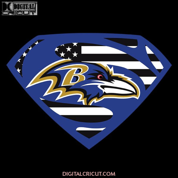 Superman Baltimore Ravens American Flag Svg, Cricut File, NFL Svg, Sport Svg, Football Svg, Love Svg, Superman Svg, Clipart, Svg, Png, Eps, Dxf