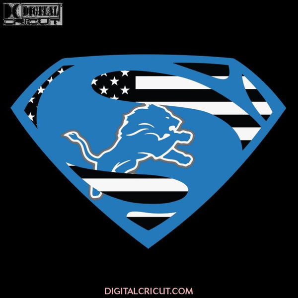 Superman Detroit Lions American Flag Svg, Cricut File, NFL Svg, Sport Svg, Football Svg, Love Svg, Superman Svg, Clipart, Svg, Png, Eps, Dxf