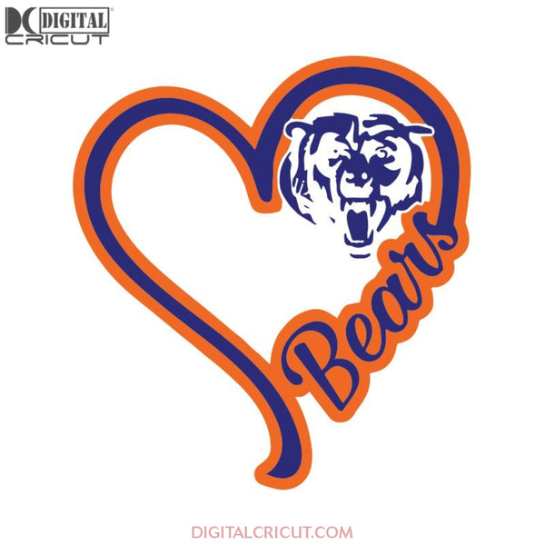 Chicago Bears Svg, Love Bears Svg, Logo Bears Heart Svg, NFL Svg, Cricut File, Clipart, Sport Svg, Football Svg, Love Sport Svg