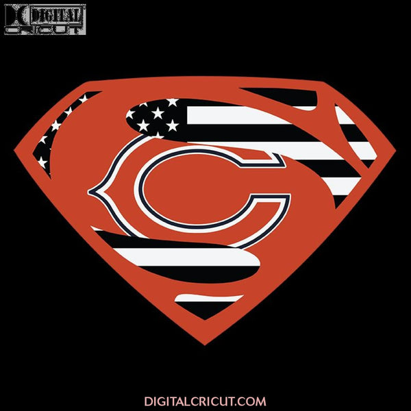 Superman Chicago Bears American Flag Svg, Cricut File, NFL Svg, Sport Svg, Football Svg, Love Svg, Superman Svg, Clipart, Svg, Png, Eps, Dxf