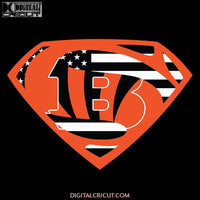 Superman Cincinnati Bengals American Flag Svg, Cricut File, NFL Svg, Sport Svg, Football Svg, Love Svg, Superman Svg, Clipart, Svg, Png, Eps, Dxf