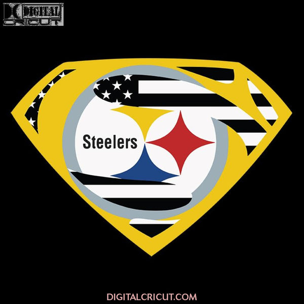 Superman Pittsburgh Steelers American Flag Svg, Cricut File, NFL Svg, Sport Svg, Football Svg, Love Svg, Superman Svg, Clipart, Svg, Png, Eps, Dxf