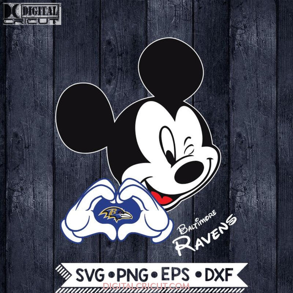 Baltimore Ravens Svg, Love Svg, Heart Mickey Mouse Love Svg, NFL Svg, Disney Svg, Football Svg, Cricut File, Svg