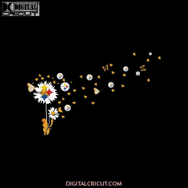 Dandelion and Pittsburgh Steelers Svg, Cricut File, Clipart, NFL Svg, Flower Svg, Love Football Svg, Sport Svg, Png, Eps, Dxf