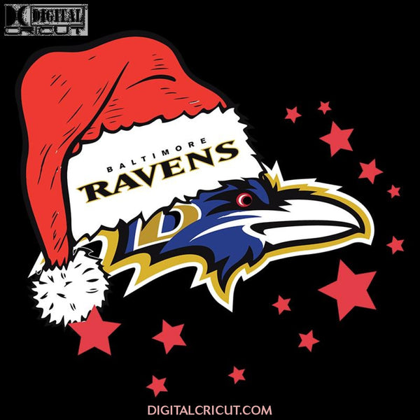 Baltimore Ravens Hat Santa Svg, Cricut File, Clipart, Football Svg, NFL Svg, Sport Svg, Christmas Svg, Png, Eps, Dxf